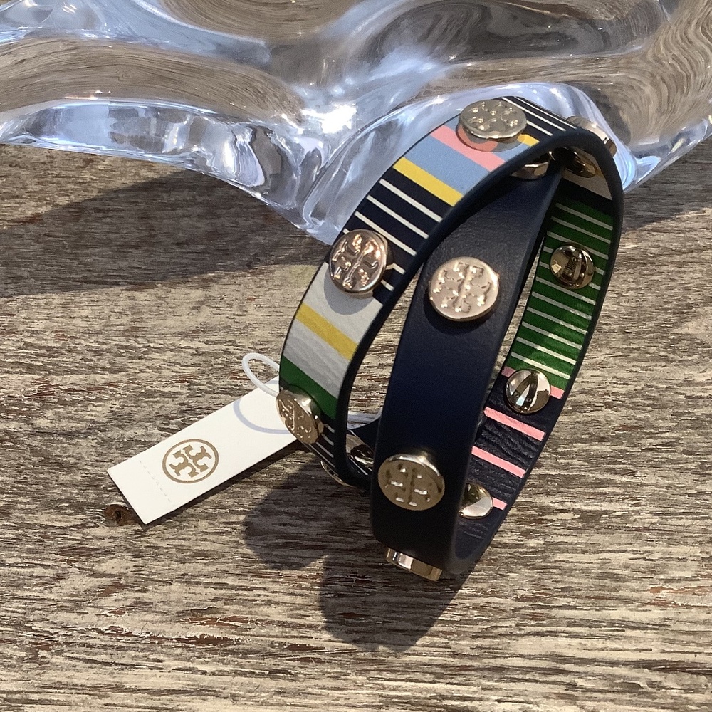Tory Burch Double Wrap Logo Stud Bracelet - NWT - Picture 2 of 9
